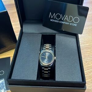 Auth Movado Sportivo Black Museum dial gold and silver tone Women’s watch